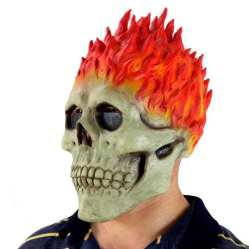 Маска Череп с огнем карнавальная Хеллоуин (Halloween) Призрачный гонщик 3743